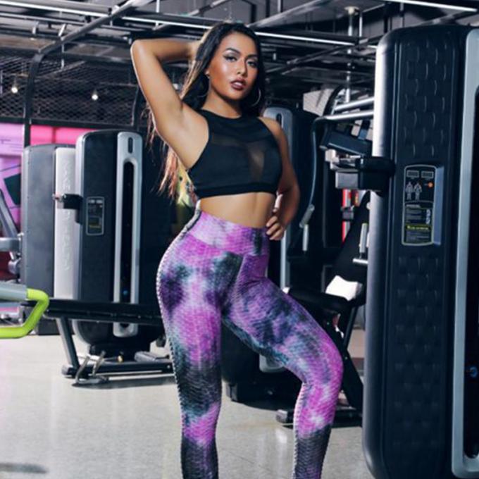 Großhandelsbindung-färbung Yoga-Hosen-Bauch-Steuermaserten dehnbare Trainings-Gamaschen Yoga Legging für Frauen
