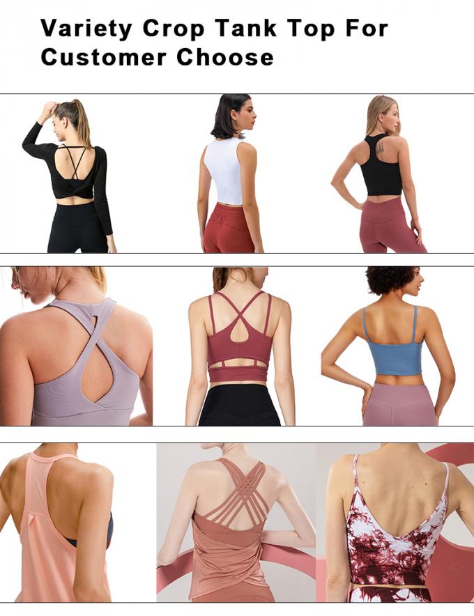 Großhandelssport bekleidet die Eignungs-die Kleidung der Frauen, die Spitzenschönheit zurück laufen lässt, zur Schau trägt oberste lose Yoga-Spitze mit BH