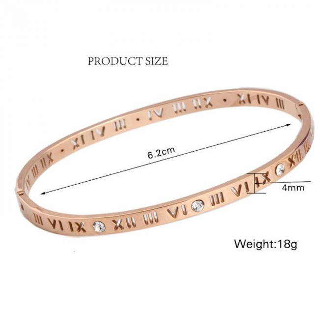 Mode-Gold überzog Edelstahl-Armband-Damen-Armbänder und Ring Roman Number Bangle