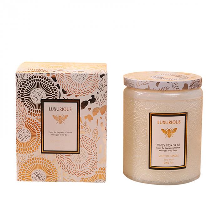 Heiße Saling kundengebundene Kerzen gerochene Wachs-Holz-Amber Glass Jar Candles Scented-Sojabohnenöl-Wachs-Eigenmarke roch Kerzen-Luxus