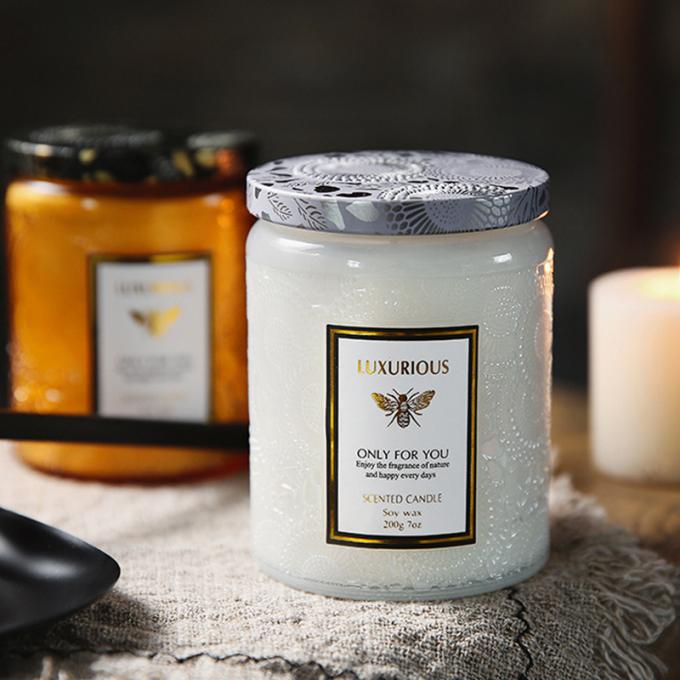 Heiße Saling kundengebundene Kerzen gerochene Wachs-Holz-Amber Glass Jar Candles Scented-Sojabohnenöl-Wachs-Eigenmarke roch Kerzen-Luxus
