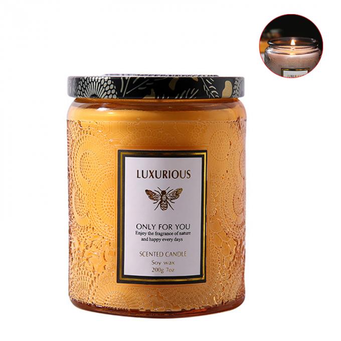 Heiße Saling kundengebundene Kerzen gerochene Wachs-Holz-Amber Glass Jar Candles Scented-Sojabohnenöl-Wachs-Eigenmarke roch Kerzen-Luxus