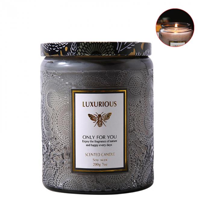 Heiße Saling kundengebundene Kerzen gerochene Wachs-Holz-Amber Glass Jar Candles Scented-Sojabohnenöl-Wachs-Eigenmarke roch Kerzen-Luxus