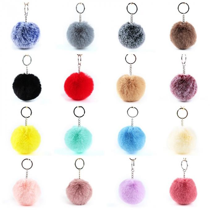 Großhandels-Pom Pom Keychain Artificial Fur Ball-Schlüsselkette flaumige Zusatz-Auto-Tasche bezaubern Pelz Pom Keychain