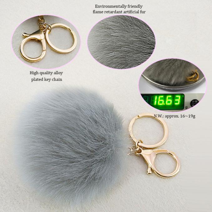Großhandels-Pom Pom Keychain Artificial Fur Ball-Schlüsselkette flaumige Zusatz-Auto-Tasche bezaubern Pelz Pom Keychain