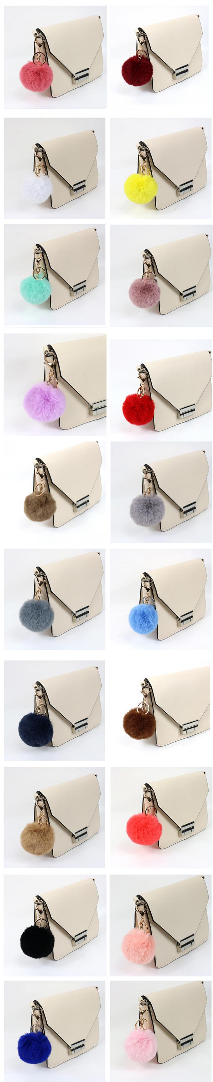 Großhandels-Pom Pom Keychain Artificial Fur Ball-Schlüsselkette flaumige Zusatz-Auto-Tasche bezaubern Pelz Pom Keychain