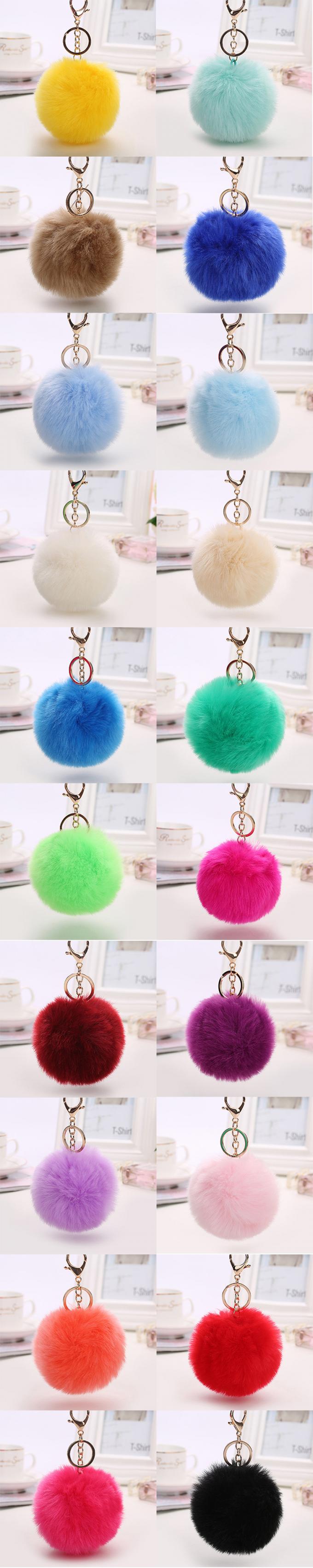 Großhandels-Pom Pom Keychain Artificial Fur Ball-Schlüsselkette flaumige Zusatz-Auto-Tasche bezaubern Pelz Pom Keychain