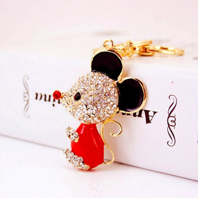Jahr des Ratten-Geschenk-netten Diamond Mouse Car Keychain Animal-Metallanhängers en gros unter uns Bergkristallschlüsselkette