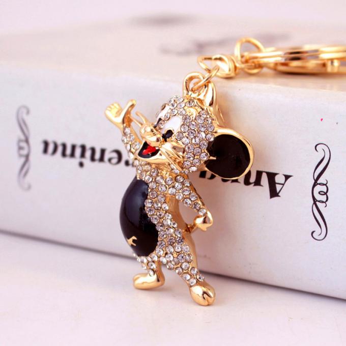 Jahr des Ratten-Geschenk-netten Diamond Mouse Car Keychain Animal-Metallanhängers en gros unter uns Bergkristallschlüsselkette