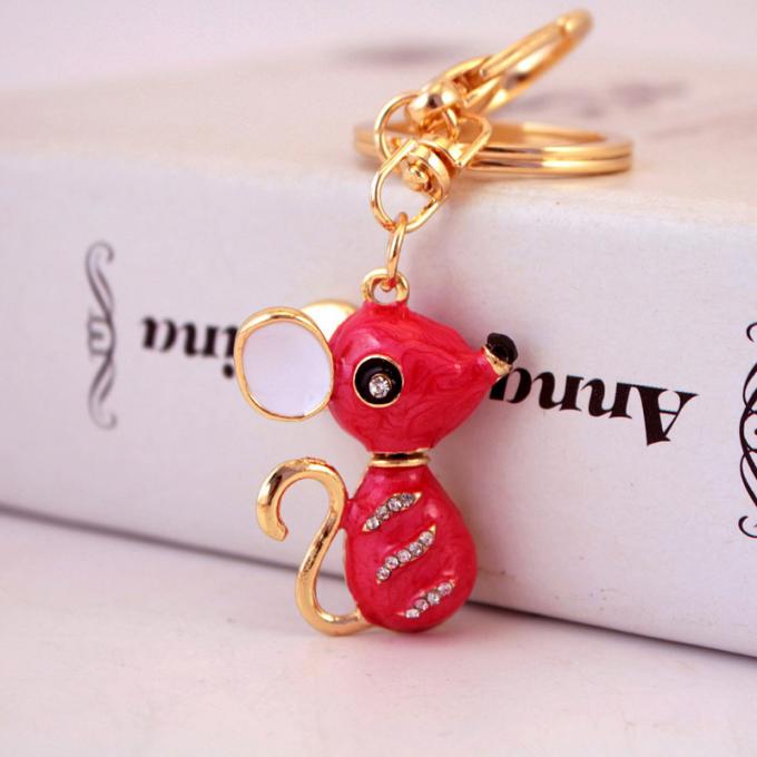 Jahr des Ratten-Geschenk-netten Diamond Mouse Car Keychain Animal-Metallanhängers en gros unter uns Bergkristallschlüsselkette