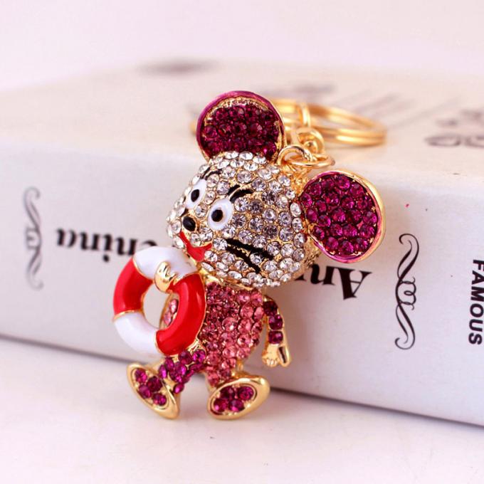Jahr des Ratten-Geschenk-netten Diamond Mouse Car Keychain Animal-Metallanhängers en gros unter uns Bergkristallschlüsselkette