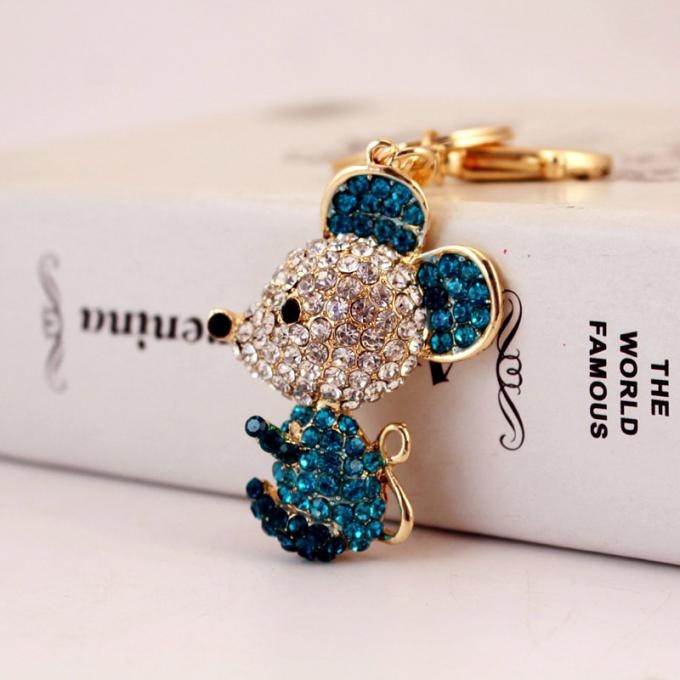 Jahr des Ratten-Geschenk-netten Diamond Mouse Car Keychain Animal-Metallanhängers en gros unter uns Bergkristallschlüsselkette