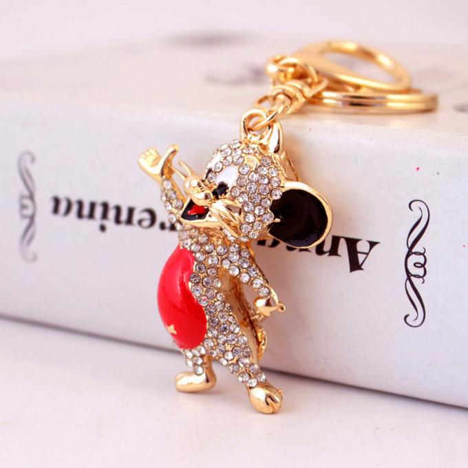 Jahr des Ratten-Geschenk-netten Diamond Mouse Car Keychain Animal-Metallanhängers en gros unter uns Bergkristallschlüsselkette