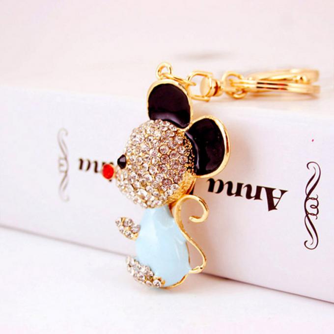 Jahr des Ratten-Geschenk-netten Diamond Mouse Car Keychain Animal-Metallanhängers en gros unter uns Bergkristallschlüsselkette