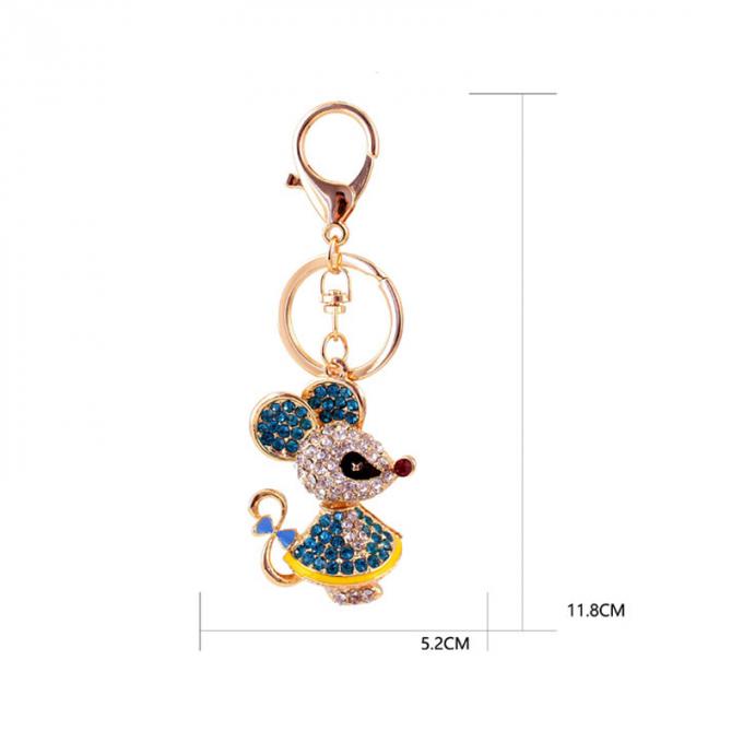Jahr des Ratten-Geschenk-netten Diamond Mouse Car Keychain Animal-Metallanhängers en gros unter uns Bergkristallschlüsselkette