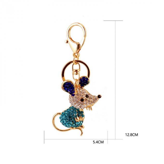 Jahr des Ratten-Geschenk-netten Diamond Mouse Car Keychain Animal-Metallanhängers en gros unter uns Bergkristallschlüsselkette
