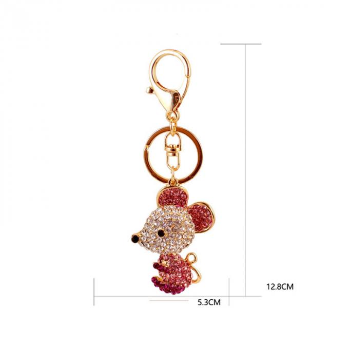 Jahr des Ratten-Geschenk-netten Diamond Mouse Car Keychain Animal-Metallanhängers en gros unter uns Bergkristallschlüsselkette