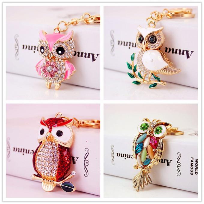 Designerschlüsselkette Diamond Owl Car Female Bag Accessories-Uhrarmband-Auto-Tiermetallautonette Schlüsselkette