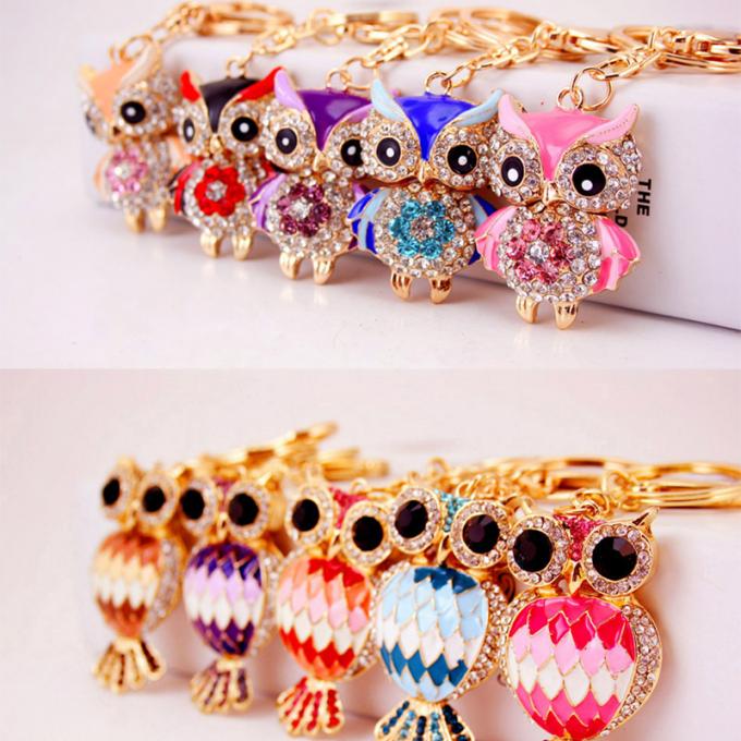 Designerschlüsselkette Diamond Owl Car Female Bag Accessories-Uhrarmband-Auto-Tiermetallautonette Schlüsselkette