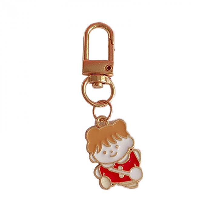 Großhandelskaninchenschlüsselkette kleines Blumen-Metallhängende Tasche verziert Zusatz-nette Karikatur Keychains für Frauen