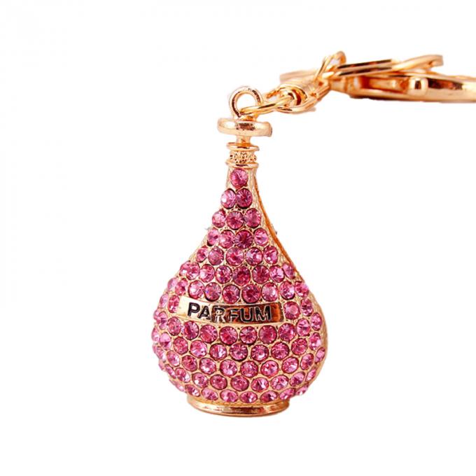Großhandels- Diamond Crystal Perfume Car Key Ring-Metall-hängende Frauen sacken Zusätze Kristall-Keyhains für Geschenke ein