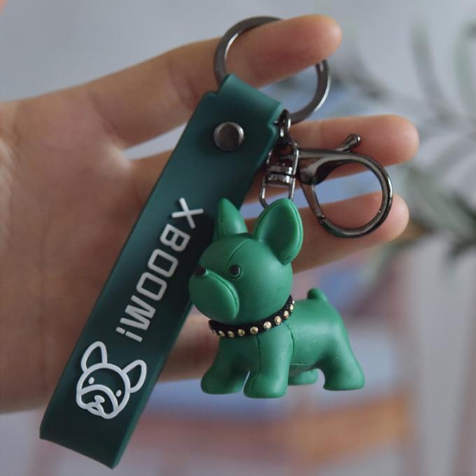 Kreatives Geschenk-Großhandelsharz-Pit Bull Car Key Ring kundenspezifische Schlüsselkette französischer Bulldoggen PUs