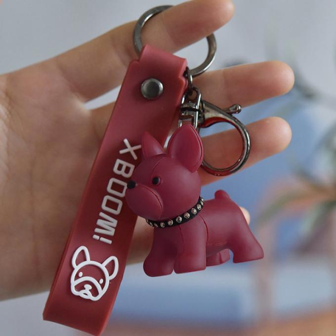 Kreatives Geschenk-Großhandelsharz-Pit Bull Car Key Ring kundenspezifische Schlüsselkette französischer Bulldoggen PUs