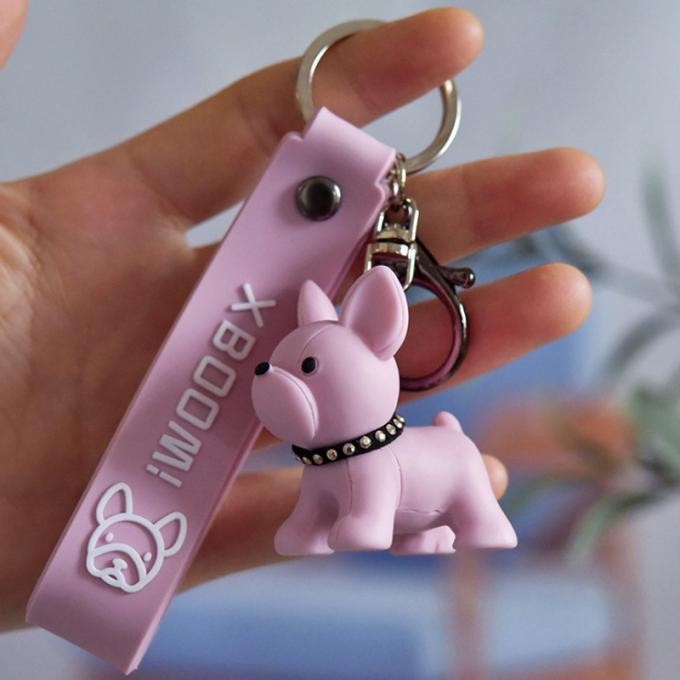 Kreatives Geschenk-Großhandelsharz-Pit Bull Car Key Ring kundenspezifische Schlüsselkette französischer Bulldoggen PUs