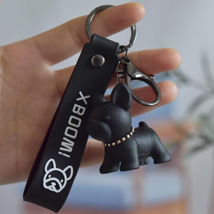 Kreatives Geschenk-Großhandelsharz-Pit Bull Car Key Ring kundenspezifische Schlüsselkette französischer Bulldoggen PUs