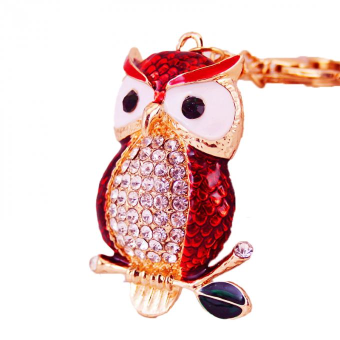 Großhandels- Diamond Crystal Owl-Auto-Schlüssel-Ring Metal Pendant Women Bag-Zusätze Kristall-Keyhains für Geschenke